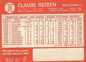 Claude Osteen  baseball card collectible - Main Image 2