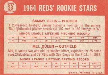 Reds 1964 Rookie Stars (Sammy Ellis / Mel Queen)  baseball card collectible - Main Image 2