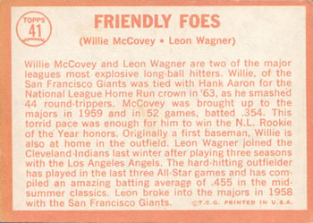 Friendly Foes (Willie McCovey / Leon Wagner)  baseball card collectible - Main Image 2