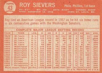 Roy Sievers  baseball card collectible - Main Image 2