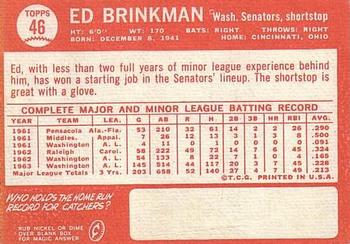 Ed Brinkman  baseball card collectible - Main Image 2