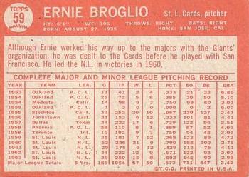 Ernie Broglio  baseball card collectible - Main Image 2