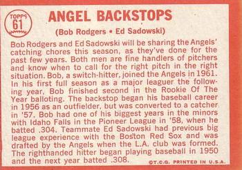 Angel Backstops (Bob Rodgers / Ed Sadowski)  baseball card collectible - Main Image 2