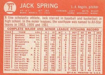 Jack Spring  baseball card collectible - Main Image 2