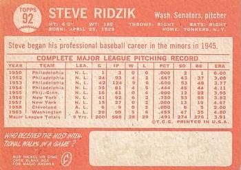 Steve Ridzik  baseball card collectible - Main Image 2