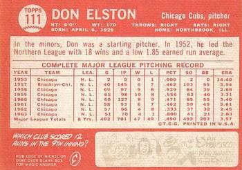 Don Elston  baseball card collectible - Main Image 2