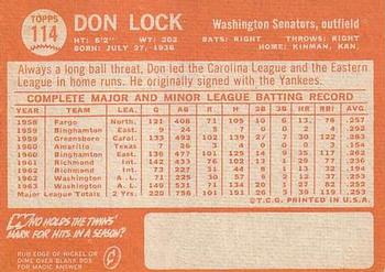 Don Lock  baseball card collectible - Main Image 2