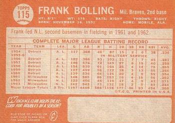 Frank Bolling  baseball card collectible - Main Image 2