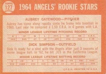 Angels 1964 Rookie Stars (Aubrey Gatewood / Dick Simpson)  baseball card collectible - Main Image 2