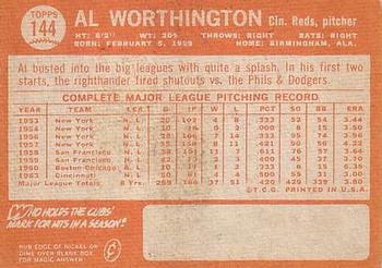 Al Worthington  baseball card collectible - Main Image 2