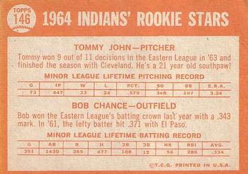 Indians 1964 Rookie Stars (Tommy John / Bob Chance)  baseball card collectible - Main Image 2