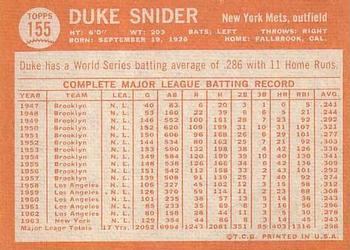 Duke Snider  baseball card collectible - Main Image 2