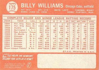 Billy Williams  baseball card collectible - Main Image 2