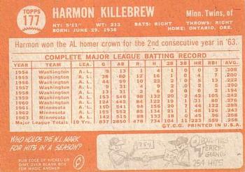 Harmon Killebrew  baseball card collectible - Main Image 2