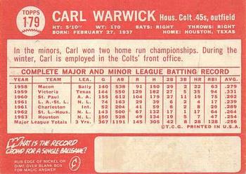 Carl Warwick  baseball card collectible - Main Image 2
