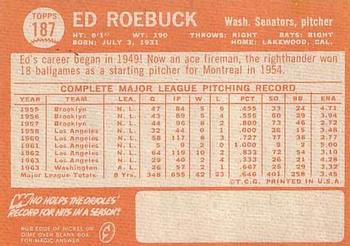 Ed Roebuck  baseball card collectible - Main Image 2