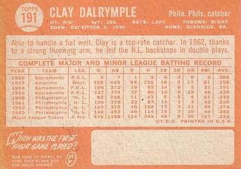 Clay Dalrymple  baseball card collectible - Main Image 2