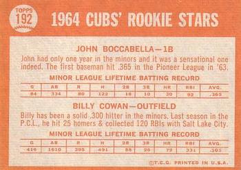Cubs 1964 Rookie Stars (John Boccabella / Billy Cowan)  baseball card collectible - Main Image 2
