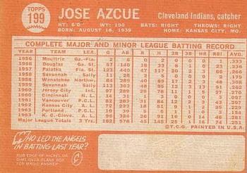 Joe Azcue  baseball card collectible - Main Image 2