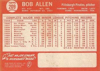 Bob Allen  baseball card collectible - Main Image 2