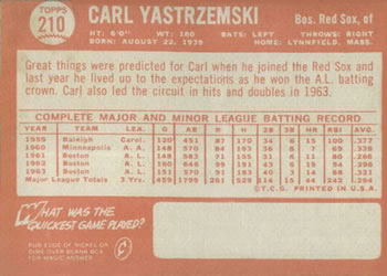 Carl Yastrzemski  baseball card collectible - Main Image 2