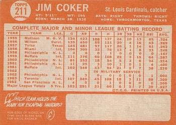 Jim Coker  baseball card collectible - Main Image 2