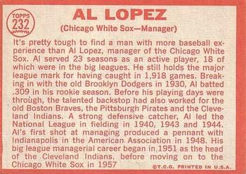 Al Lopez  baseball card collectible - Main Image 2