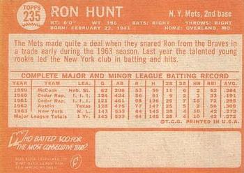 Ron Hunt  baseball card collectible - Main Image 2
