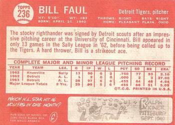 Bill Faul  baseball card collectible - Main Image 2