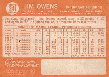 Jim Owens  baseball card collectible - Main Image 2