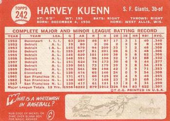 Harvey Kuenn  baseball card collectible - Main Image 2