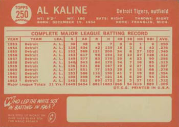 Al Kaline  baseball card collectible - Main Image 2