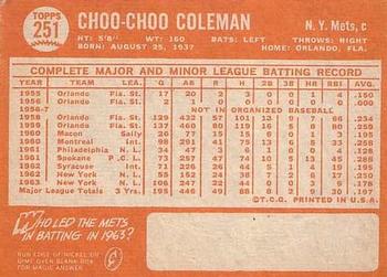 Choo Choo Coleman  baseball card collectible - Main Image 2