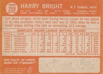 Harry Bright  baseball card collectible - Main Image 2