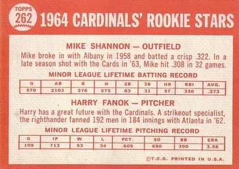 Cardinals 1964 Rookie Stars (Mike Shannon / Harry Fanok)  baseball card collectible - Main Image 2