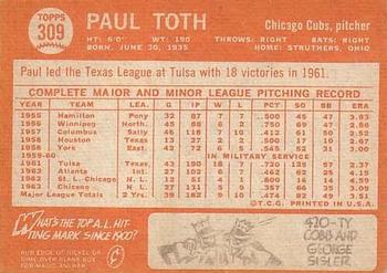 Paul Toth  baseball card collectible - Main Image 2