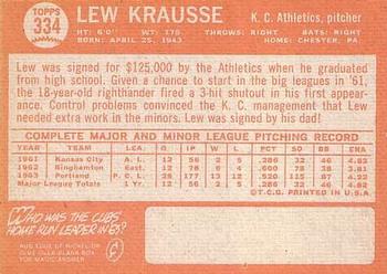 Lew Krausse  baseball card collectible - Main Image 2