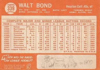 Walt Bond  baseball card collectible - Main Image 2