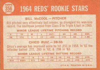 Reds 1964 Rookie Stars (Bill McCool / Chico Ruiz)  baseball card collectible - Main Image 2