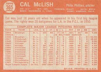 Cal McLish  baseball card collectible - Main Image 2