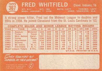 Fred Whitfield  baseball card collectible - Main Image 2