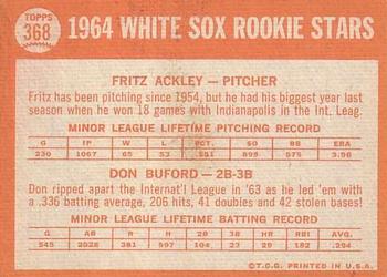 White Sox 1964 Rookie Stars (Fritz Ackley / Don Buford)  baseball card collectible - Main Image 2