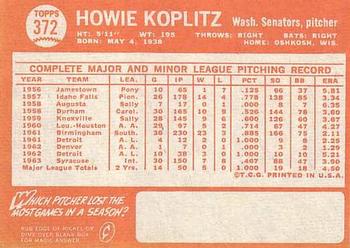 Howie Koplitz  baseball card collectible - Main Image 2