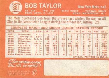 Bob Taylor  baseball card collectible - Main Image 2