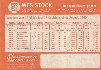 Wes Stock  baseball card collectible - Main Image 2