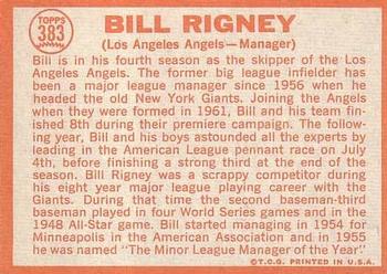 Bill Rigney  baseball card collectible - Main Image 2