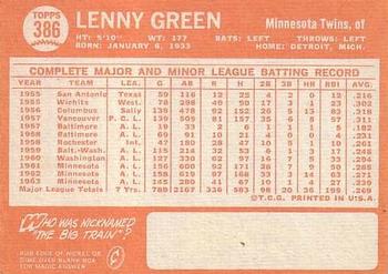 Lenny Green  baseball card collectible - Main Image 2