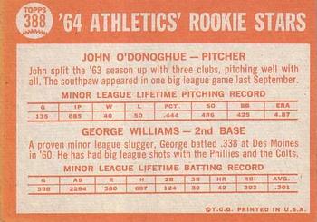 Athletics 1964 Rookie Stars (John O’Donoghue / George Williams)  baseball card collectible - Main Image 2