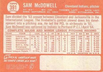 Sam McDowell  baseball card collectible - Main Image 2