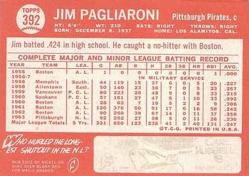 Jim Pagliaroni  baseball card collectible - Main Image 2